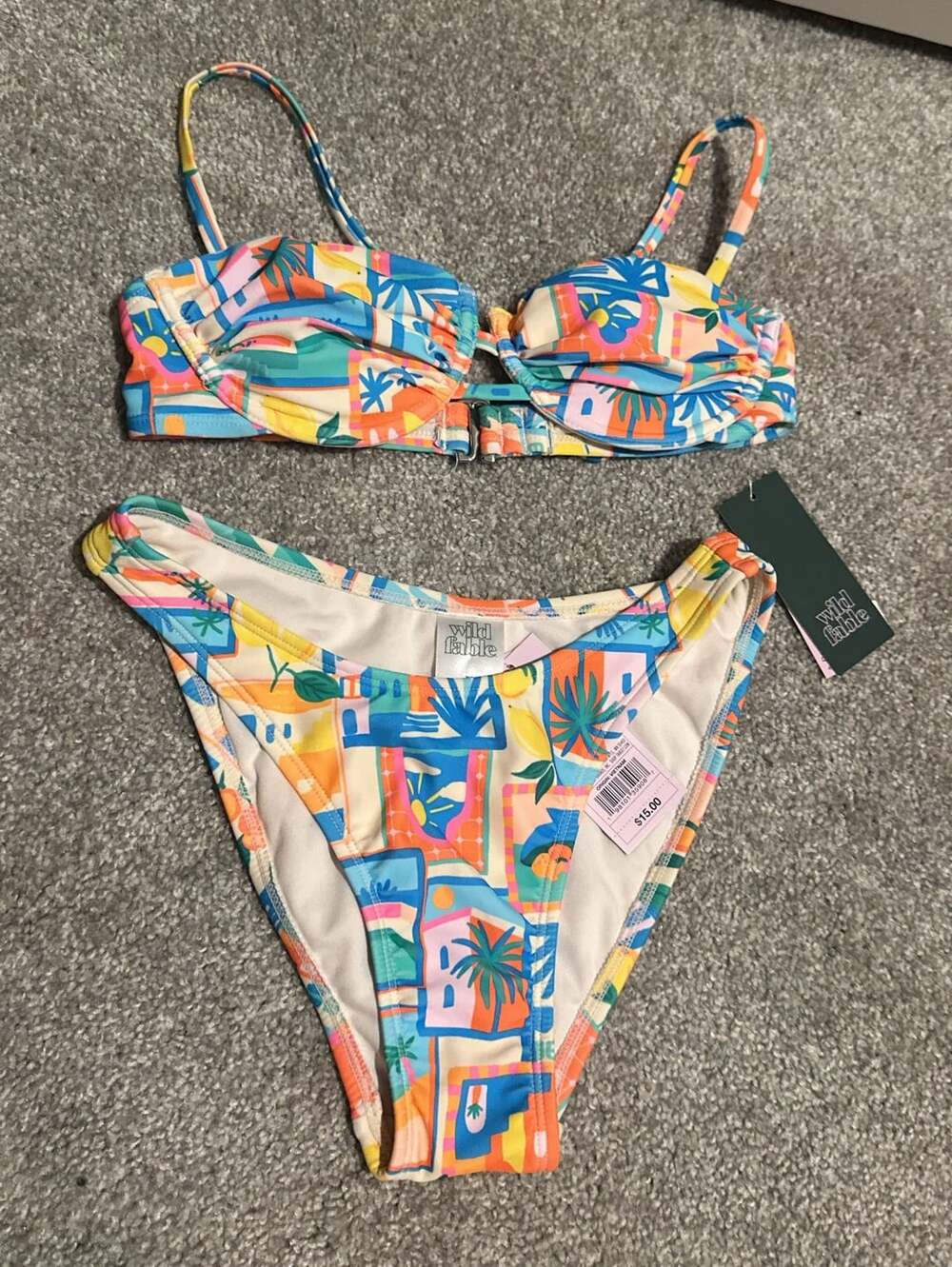 Wild Fable Bikini Set Multicolor Abstract Tropical Print NWT